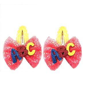 Barrettes à cheveux en tissu avec des animaux mignons de dessin animé pour enfants et filles, pour les fêtes, 2 pièces/ensemble, vente en gros - Product Image 4