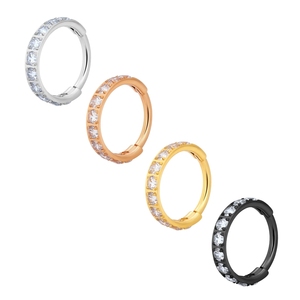 Anneau de nez en titane ASTM F136 16G, segment de cartilage, boucle d'oreille <span class=keywords><strong>Tragus</strong></span>, hélix, daith, septum clicker avec zircon cubique, bijoux de <span class=keywords><strong>piercing</strong></span> - Product Image 1