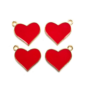 Pendentif en émail rouge en forme de cœur, 20x22mm, en alliage de Zinc, pour la fabrication de colliers, accessoire de bijoux à faire soi-même - Product Image 1