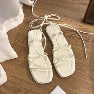 Sandalias de Mujer Tallas Grandes 35-43, Oferta, Nuevas, Sandalias Planas con Punta Abierta, Sandalias con Cordones - Product Image 4
