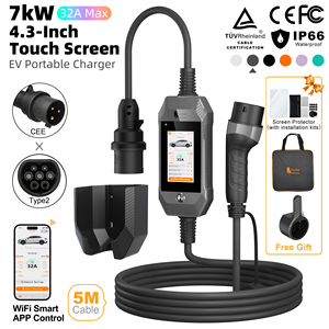 Feyree 7kW Single Phase Type 2 EV Charger 4.3-Inch Touch Screen 32A WIFI <b>Smart</b> <b>Remote</b> <b>Control</b> 5M Cable Portable EVSE - Product Image 1