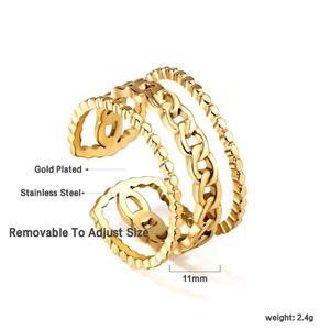Anillos de Bisutería de Moda, Chapados en Oro de 18k, Acero Inoxidable, Ajustables, para Uso Diario, Accesorios para Fiestas, Joyería para Mujer - Product Image 2