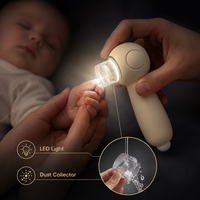 Coupe-ongles pour bébé USB à vitesse réglable avec lampe LED intégrée et plusieurs têtes de ponçage pour