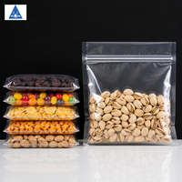 Sachets plats transparents personnalisés à trois soudures latérales avec fermeture éclair refermable, qualité alimentaire, pour snacks, noix et bonbons - Vente en gros