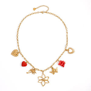 Collar de Acero Inoxidable con Colgante en Forma de Corazón Chapado en Oro de 18K, Joyería de Moda para Mujer XL31956 - Product Image 5