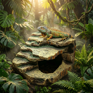 Escondite de Resina para Reptiles, Decoración de Hábitat para Gecko, Lagarto, Sapo, Tortuga, Diseño Natural, Material Seguro, Accesorios para Reptiles - Product Image 1