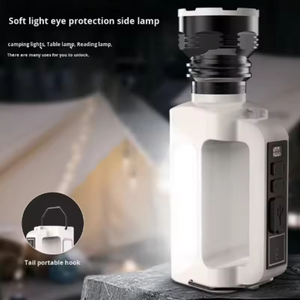 Lampe torche d'urgence télescopique rechargeable solaire en ABS blanc avec zoom pour le camping et l'utilisation en tente - Product Image 4