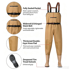 <span class=keywords><strong>Pantalon</strong></span> de pêche imperméable une pièce, salopette de pluie haute poitrine avec bottes intégrées, <span class=keywords><strong>pantalon</strong></span> de pêche en cuir - Product Image 1