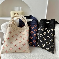 Sac fourre-tout à bandoulière en tricot floral multicolore, motif ajouré petites fleurs, doux et léger, pour le quotidien, le shopping, logo personnalisé, OEM, vente en gros
