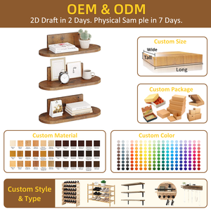 رف خشبي ريفي مثبت على الحائط عالي الجودة، رف حائط عائم حديث، رف تخزين من الخشب الصلب الفاخر - Product Image 4