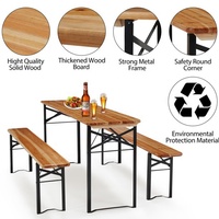 Ensemble table et banc en bois robuste 220 cm pour pique-nique, fête en extérieur, cour, brasserie, événement