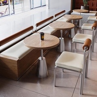 Canapés et chaises de restaurant muraux en bois massif et fer forgé au design moderne et épuré pour salons de thé et restaurants très demandés