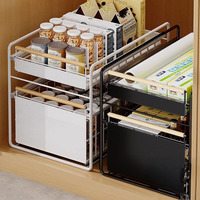 Meilleures ventes : Meuble de rangement de cuisine moderne avec tiroirs coulissants à plusieurs niveaux, paniers de rangement, étagères à épices métalliques et supports de rangement extractibles pour évier