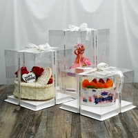 Boîte à gâteaux en papier transparente du fabricant 10 pouces 12 pouces 14 pouces Revêtement de stratification carré mat Emballage de type dossier à usage alimentaire