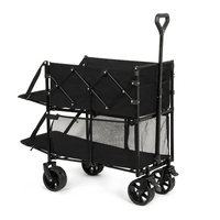 Chariot de courses et de camping pliable en acier inoxydable noir standard, capacité 200L, quatre roues, étanche, OEM, pour jardin