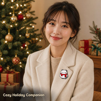 Épinglette en émail personnalisée, motif ours blanc de Noël mignon avec écharpe rouge, cadeau de Noël et d'hiver, vente en gros, fournisseur OEM ODM, marque privée