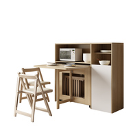 Modernes Container-Tiny-Home Einfaches Holz-Esstisch-Stuhl-Set Multifunktional Klappbar Ausziehbar mit Rollen