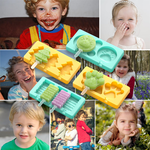Food Grade BPA Free 4 Cavities Oval E Durable DIY Silicone Mould Popsicle Lolly Ice Cream Mold - Product Image 6