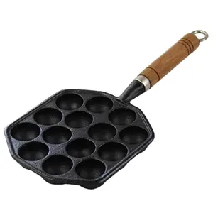 Chảo làm bóng bằng gang Chảo nướng bánh pancake xốp xốp chảo rán trứng cút ăn sáng nồi 16.8cm