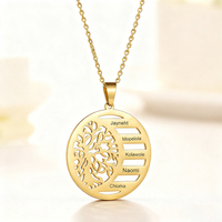 Collar de Acero Inoxidable 316L Dorado con Nombre de Familia Personalizado, Colgante Grabado con Árbol de la Vida, Cadena Personalizada, Joyería para Mujer, Venta al por Mayor OEM