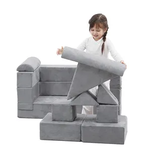 Hot Sell Children Play Foam Configurable Play Couch Furniture Folding Modular Living Room Sofas Kids Play Couch