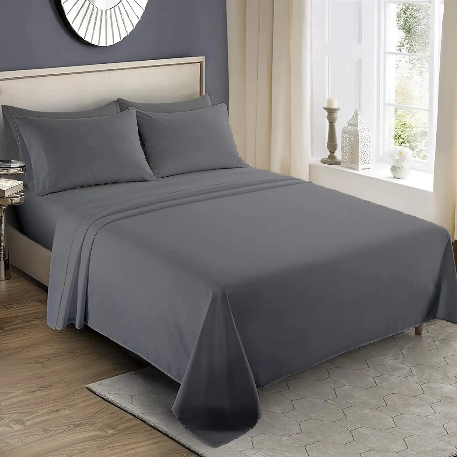 Hotel Bed Sheet Set Sabanas 1800 Hilos Brushed Polyester Bedsheet Set Bedding Set King Queen Bed Sheet