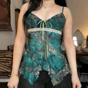 Top Corto Tipo Camiseta con Estampado Vintage Y2K para Mujer, Primavera-Verano 2026, con Volantes, Línea A, Bonito, Venta al por Mayor - Product Image 1