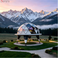 Dôme géodésique de luxe en aluminium chinois, capsule de villégiature, villa préfabriquée avec salle de bain extérieure, hôtel de glamping toutes saisons 6x6x6m, garantie 3 ans