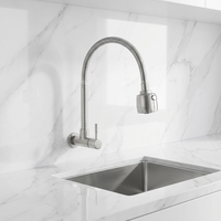 Robinet mural moderne en acier inoxydable 304 brossé, à eau froide, 2 modes, pivotant, pour évier de cuisine et lavabo, accessoires de cuisine