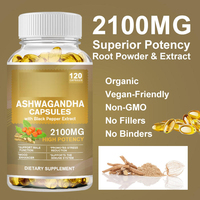60 capsules de gélules d'ashwagandha végétariennes, suppléments d'extrait de racine d'ashwagandha