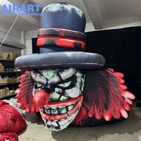 Tête de Clown Maléfique Gonflable d'Halloween, Grand Clown d'Horreur Gonflable avec Chapeau Haut-De-Forme pour Décoration de Scène de Maison Hantée