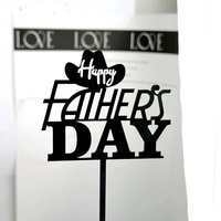 Neuheit Acryl Gold Schwarz Happy Father's Day Super Dad Bester Papa 10cm Tortendekoration
