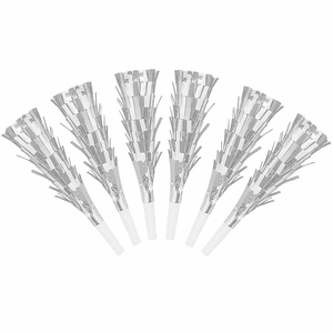 Shiny Foil Tassel Party Noise Maker Horn Metallic Tinsel Fringe Blow Horn Assorted Colors For Holiday <b>Anniversary</b> Party Supplies - Product Image 1