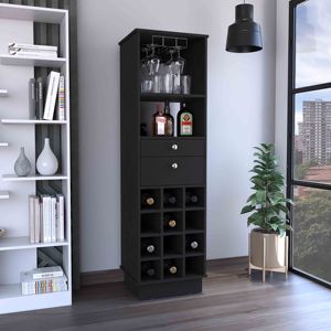 DB Depot-Mueble Bar de circón negro con dos cajones, con dos cajones - Product Image 1