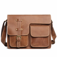 Sac de Facteur Vintage en Cuir Véritable avec Logo Personnalisé, Sacs Bandoulière Premium en Cuir Crazy Horse pour Hommes
