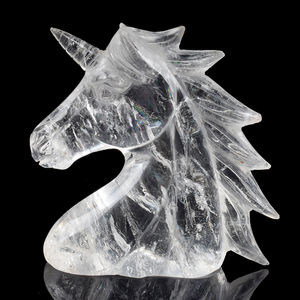 <span class=keywords><strong>Prix</strong></span> usine naturel clair blanc Rose Quartz sculpté à la main licorne tête <span class=keywords><strong>de</strong></span> cheval Sculpture Statue pour la décoration <span class=keywords><strong>de</strong></span> la maison - Product Image 2