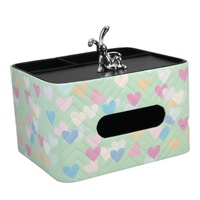 Boîte de rangement multifonctionnelle en cuir PU LG7347, design à motif cœur, gain de place, pour articles divers de bureau, organiseur de mouchoirs avec compartiments