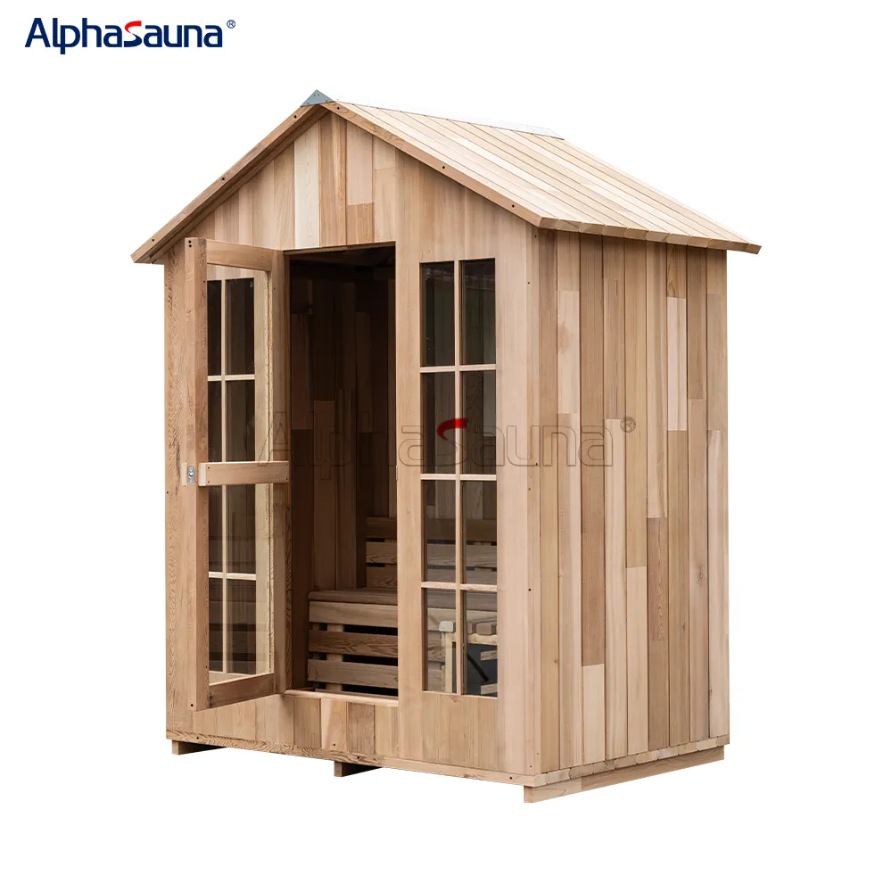Sauna híbrida tradicional ao ar livre Sauna em cubo para 2 pessoas alta ao ar livre moderna seca
