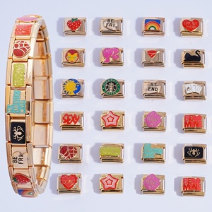 Pulsera de Charms Italianos de Moda de Alta Calidad, Corazón, Acero Inoxidable, Bañado en Oro de 18K, No se Deslustra, para Mujer - Product Image 1