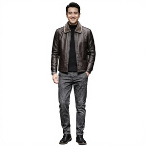 Chaqueta de Cuero PU Gruesa Nueva, Chaqueta de Invierno y Otoño para Hombre, Chaqueta de Moda con Cuello de Piel, Cortavientos, Abrigo Cálido de Alta Calidad para Hombre - Product Image 1