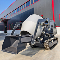 Camion malaxeur à béton mini chenillé 750 kg avec moteur EPA, pompe hydraulique, tambour de mélange rotatif, chenilles hydrostatiques, portable pour le bâtiment
