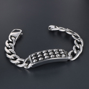 Stainless Steel Skull <b>Bracelet</b> 21.5Cm Punk Style Chain Link Bangle CE316 - Product Image 2