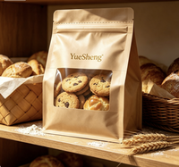 Sachet de boulangerie en papier kraft avec fenêtre transparente, fermeture éclair refermable, qualité alimentaire et résistant à la graisse, pour pâtisseries et biscuits, vente en gros, OEM