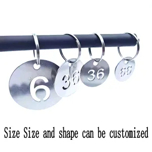 Translation: "Steel Number Plate Keychain With 1-10 Numbering Branded Metal Desktop Number Cards For Wardrobe Car Luggage."