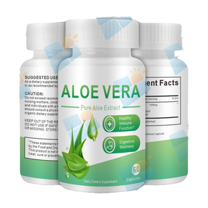 Cápsulas de Extracto de Aloe Vera Orgánico Natural, Venta Directa de Fábrica OEM, Promueven la Digestión, Suplementos Dietéticos para Adultos, 60 Cápsulas - Product Image 1