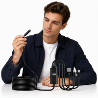 Caméra d'inspection portable 3-en-1 pour téléphone portable, endoscope étanche IP67, vision nocturne, grand angle, MicroSD, 1080P HD, caméra serpent USB