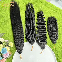Extensions de cheveux humains tressées au crochet pré-bouclées, 100g, effet plume, raides, bouclées, ondulées profondes, très demandées