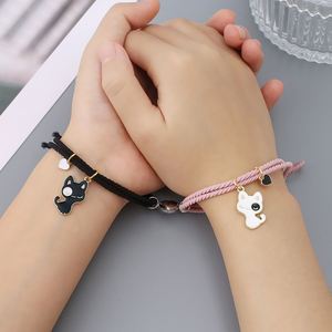 Pulsera De Pareja Stainless Steel Cat Charm Pendant <b>Bracelet</b> for Men Women Magnet Heart Attract Each for <b>Couple</b> <b>Bracelet</b> Se - Product Image 2