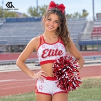 Ensemble de cheerleading personnalisé avec strass pour l'entraînement, tenue de pratique de cheerleading, uniforme sportif pour filles, équipes de jeunes, entraînement de danse