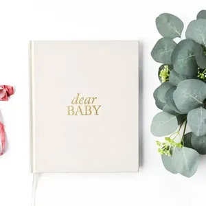 定制印刷婴儿日记亚麻封面标志婴儿怀孕记忆书产前日记成长日志新父母礼物